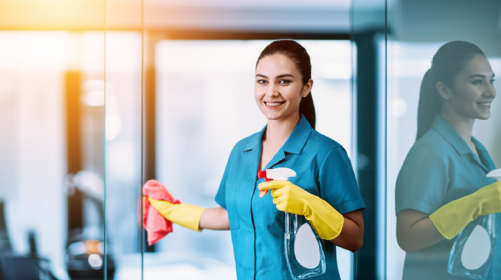 Professional cleaner working
